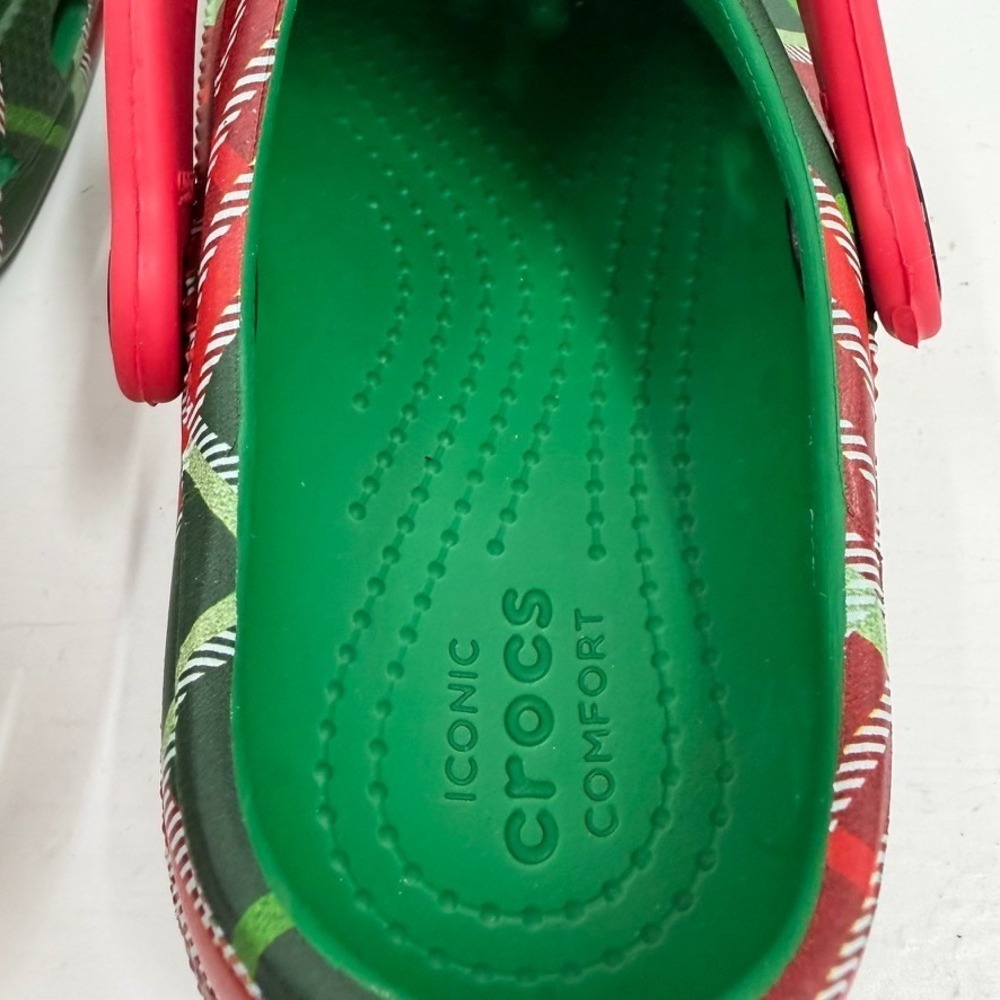 Crocs Kids Christmas Plaid C12 Clogs Red Green Holiday Slip On Shoes - Picture 10 of 12